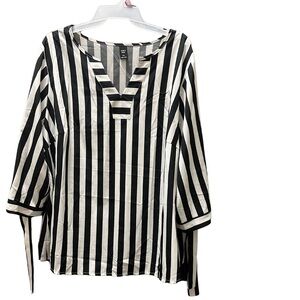 SHEIN Black and White Striped Blouse